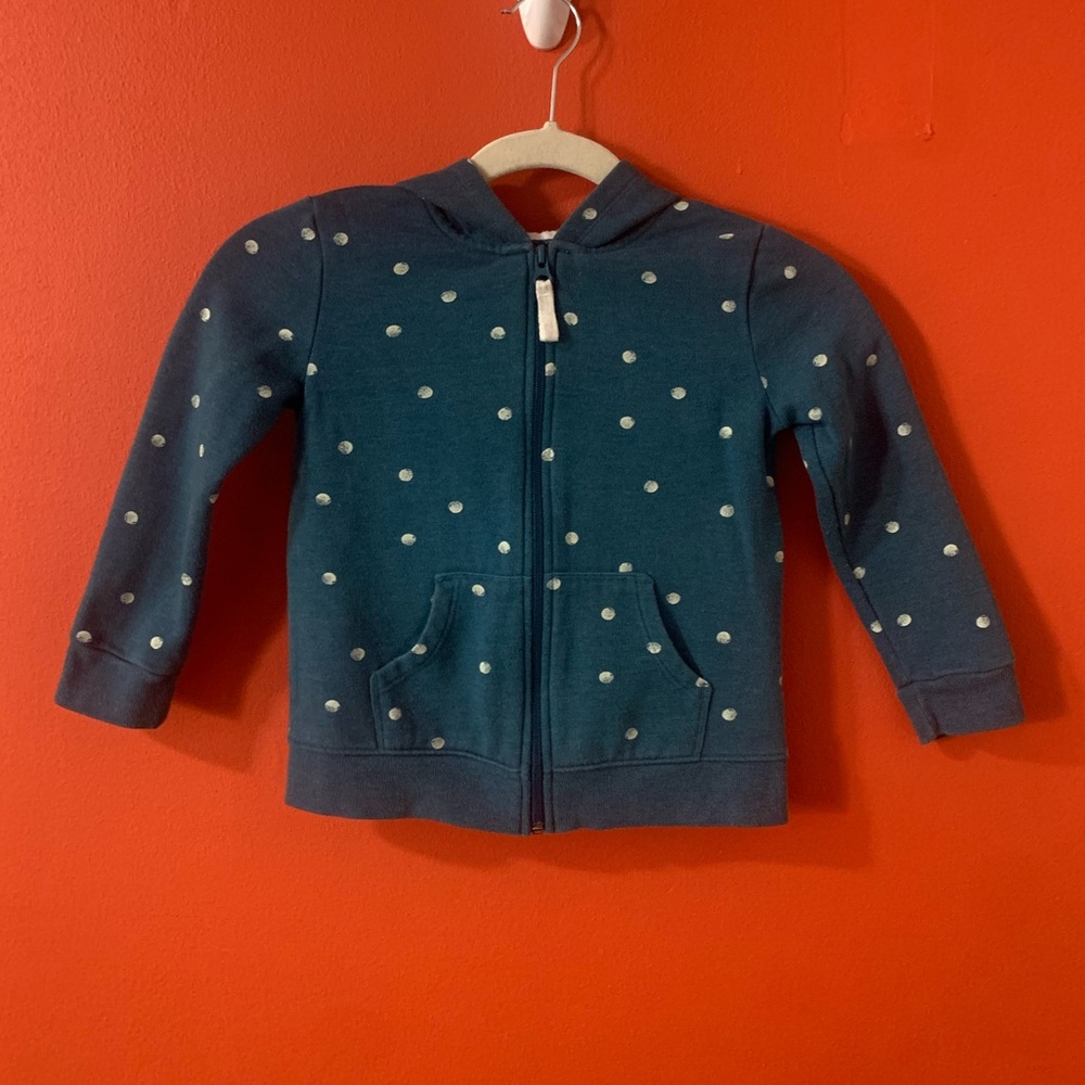 Cat & Jack Navy Polka Dot Hoodie Girls XS 4/5